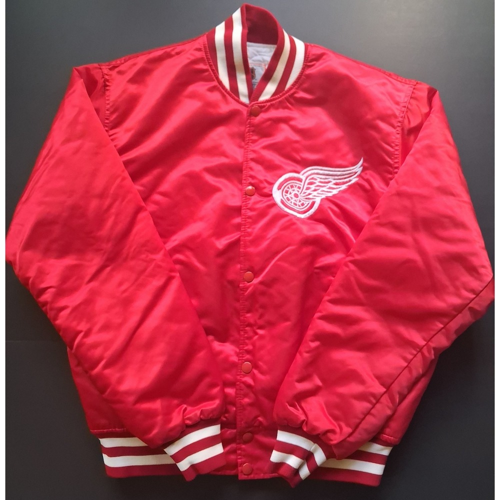 Vintage Starter Detroit Red Wings NHL Satin Bomber Jacket Size L